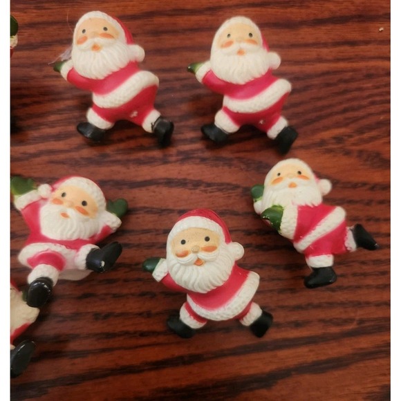 Lot Of 11 Eleven Vintage Christmas Santa Claus Floral Pick Toppers Kitchy Plasti - Picture 3 of 4